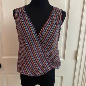 Band of Gypsies vision ventures rainbow sleeveless sheer top vest large